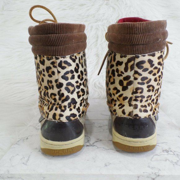 Sperry Hikerfish Brown Leopard High Ankle Boots - Picture 5 of 8